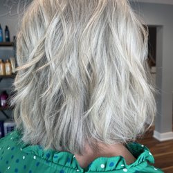 illume hair - Grey blending with Custom highlights.