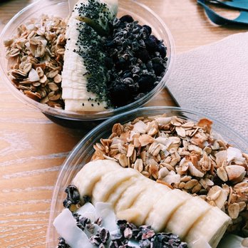 Owl And Lark - Blueberry Lavender Bowl (top) Peanut Butter Bowl (bottom) - Coffee & Tea Near Me - La Grange, Illinois