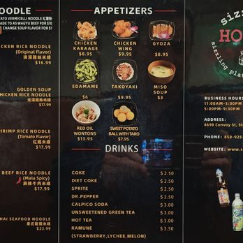 Sizzling House - Other side of the menu - Asian Fusion Near Me - San Diego, California Sizzling House - Other side of the menu - Asian Fusion Near Me - San Diego, California