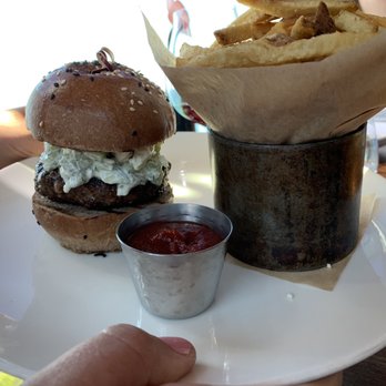 Sierra Mar - Lamb burger with fries was a hearty serving. - New American Near Me - Big Sur, California Sierra Mar - Lamb burger with fries was a hearty serving. - New American Near Me - Big Sur, California