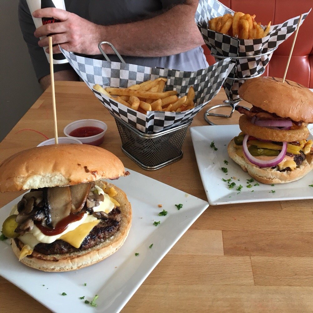 The Burger Joint - (bottom) Double Mushrooms Double Cheese Burger & Spicy Crunch Burger combos - Burgers Near Me - Edmonton, Alberta The Burger Joint - (bottom) Double Mushrooms Double Cheese Burger & Spicy Crunch Burger combos - Burgers Near Me - Edmonton, Alberta
