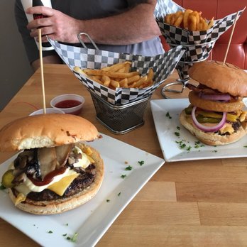 The Burger Joint - (bottom) Double Mushrooms Double Cheese Burger & Spicy Crunch Burger combos - Burgers Near Me - Edmonton, Alberta