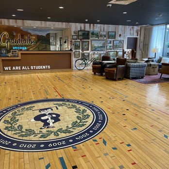 Graduate by Hilton Storrs - Recycled basketball court floor boards in lobby - Hotels Near Me - Storrs, Connecticut
