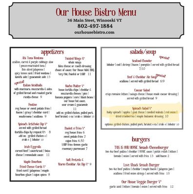 Menu photo 4 Our House Bistro Winooski, VT Menu photo 4 Our House Bistro Winooski, VT