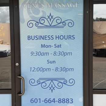 Venus Massage - Front door with current hours - Massage Therapy Near Me - Madison, Mississippi Venus Massage - Front door with current hours - Massage Therapy Near Me - Madison, Mississippi