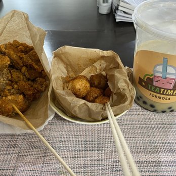 Formosa Tea Time - popcorn chicken, squid ball, jasmine milk tea - Coffee & Tea Near Me - Anaheim, California