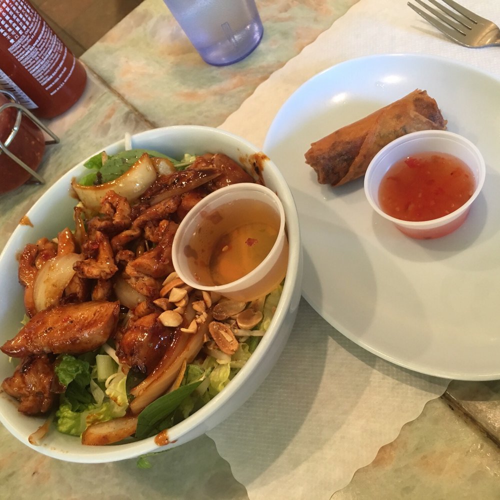 Noodle Bar - #13 and pork egg roll - Vietnamese Near Me - Seaside, California Noodle Bar - #13 and pork egg roll - Vietnamese Near Me - Seaside, California
