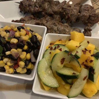Beach Side Cafe - Steak Skewers, Mango Cucumber Salad, Corn Black Bean Salad - Cafes Near Me - Frederiksted, Virgin Islands