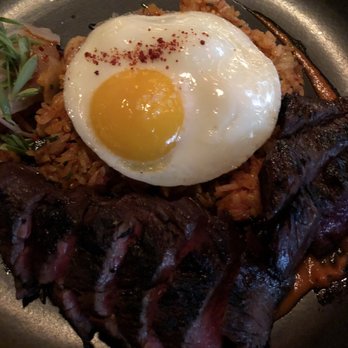 The Dutch - Hanger steak over kimchi fried rice super good!! So much flavor and the steak was so tender $39 - American Near Me - New York, New York The Dutch - Hanger steak over kimchi fried rice super good!! So much flavor and the steak was so tender $39 - American Near Me - New York, New York