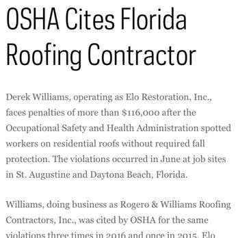 Elo Roofing - Scammers only care about money and not their staff safety!! - Roofing Near Me - Palm Coast, Florida