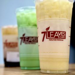 7 Leaves Cafe - Summer Mint w boba  Mung Bean Milk Tea Orange Dream