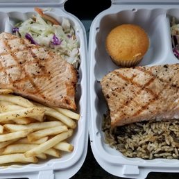 Grilled Wild Salmon - with rice or with fries Grilled Wild Salmon - with rice or with fries
