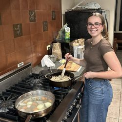 The Culinary Institute of America - Caitlin making risotto.