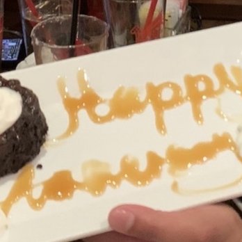 Bob's Burgers & Brew - Their sweet attempt at Happy Anniversary. Thought about bringing in cake decorating gel but didn't so I take responsibility for this - New American Near Me - Richland, Washington
