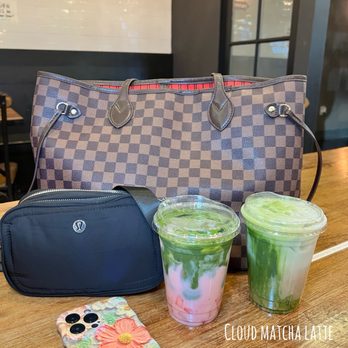 Cafe HwaSan - Strawberry Matcha Latte Iced Cloud Matcha Latte - Korean Near Me - Plano, Texas
