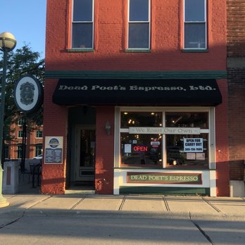 Dead Poet's Espresso - Front entrance at 6:30 am - Cafes Near Me - Moline, Illinois
