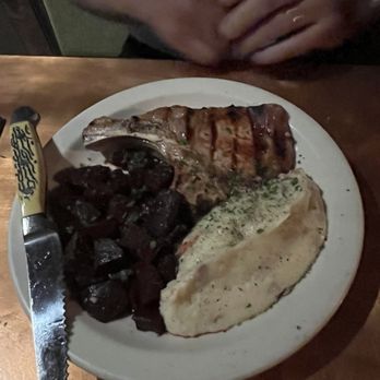 Celebration Restaurant - Pork chop, beets, mashed potatoes - American Near Me - Dallas, Texas
