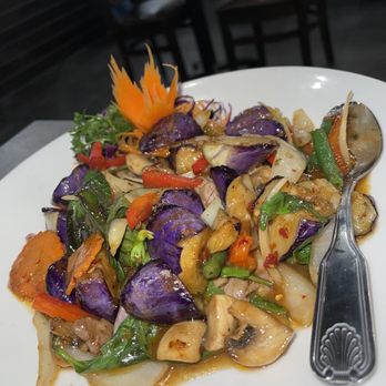 Pad Thai - Sautéed eggplant with your choice of protein - Thai Near Me - Duluth, Georgia