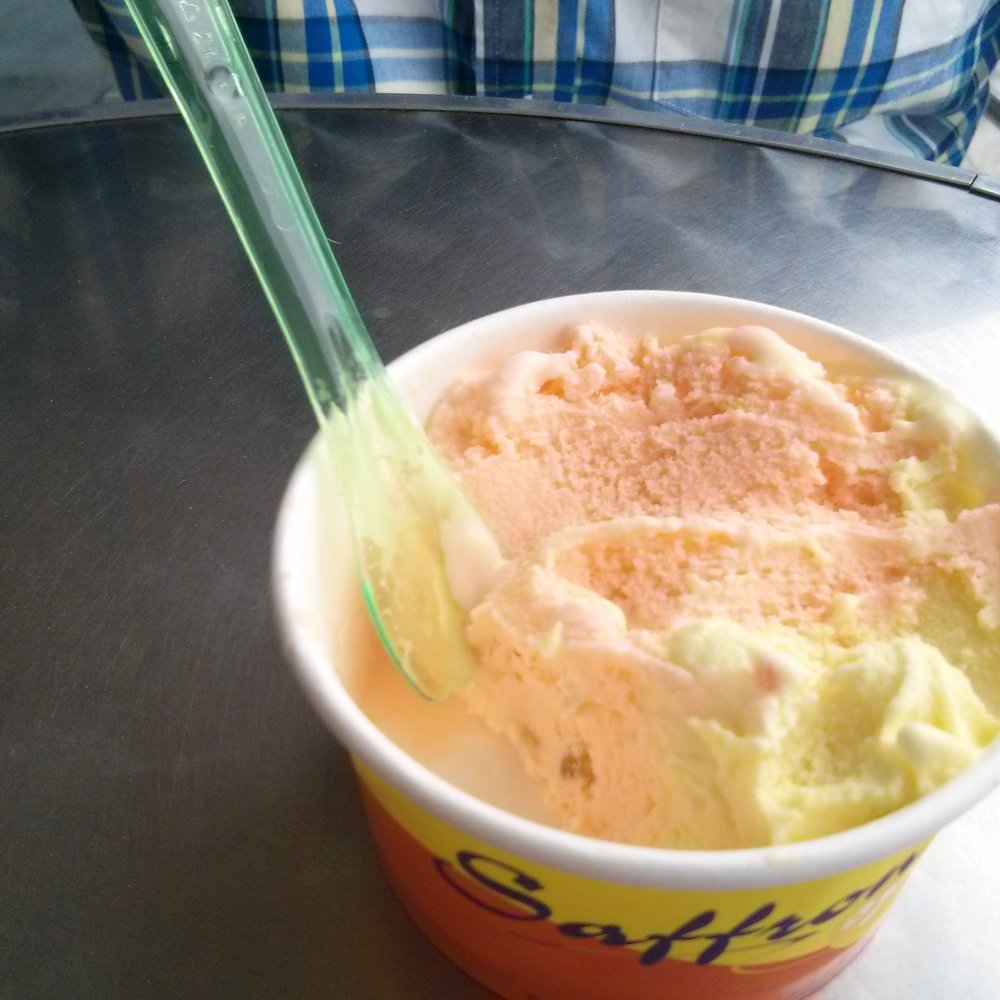 Saffron Spot - Half eaten two scoops of ice-cream ($4.75). Good. - Desserts Near Me - Artesia, California Saffron Spot - Half eaten two scoops of ice-cream ($4.75). Good. - Desserts Near Me - Artesia, California