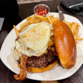 The Rouxpour - Katy - Their burger with egg and shrimp and crawfish tail with angus beef - Cajun/Creole Near Me - Katy, Texas The Rouxpour - Katy - Their burger with egg and shrimp and crawfish tail with angus beef - Cajun/Creole Near Me - Katy, Texas