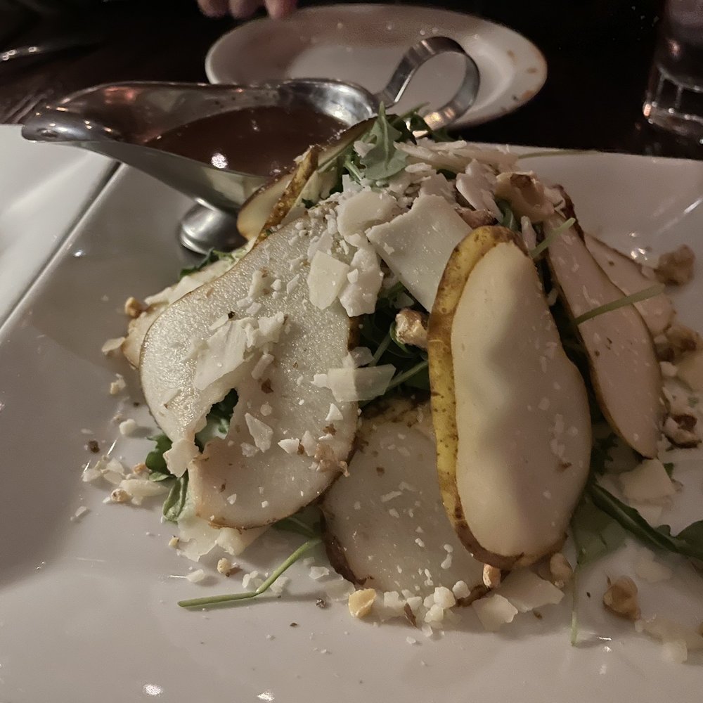 Belo Bar & Kitchen - PEAR & ARUGULA $13 Toasted walnuts, shaved parmesan, French vinaigrette dressing on side - New American Near Me - Hoboken, New Jersey Belo Bar & Kitchen - PEAR & ARUGULA $13 Toasted walnuts, shaved parmesan, French vinaigrette dressing on side - New American Near Me - Hoboken, New Jersey
