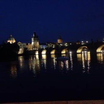 Hergetova Cihelna - View from Hergetova Cihelna Restaurant at night - Seafood Near Me - Prague, Puerto Rico