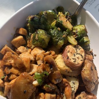 Bolay - Teriyaki chicken. Bruselas and potatos - New American Near Me - Miami, Florida