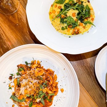 Mama - MAMA's Sugo & Casarecce (tomato-braised beef & pork sauce, garlic-herb focaccia crumble) & Butternut Squash Risotto - Italian Near Me - Oakland, California
