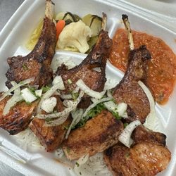 Tonir Cafe - # 34 Lamb chop & pork shish kabob combo