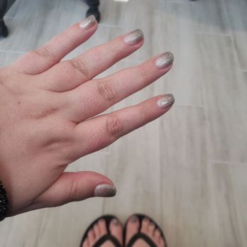D&D Nails Spa - White and silver hombre nails! - Nail Salons Near Me - Leesburg, Virginia