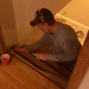 Extreme Clean Carpets - Installing carpet on a flight of stairs. - Carpet Installation Near Me