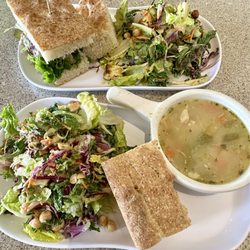 Sage Fresh Eats - Half and Half Amish Soup and Thai Salad Half and Half Chicken Salad Sandwich and Thai Salad