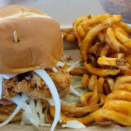 Crispy Chicken Sandwich with fries, dine-in, photo from 5-14-2023 Crispy Chicken Sandwich with fries, dine-in, photo from 5-14-2023
