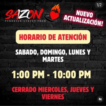 Sazon Con Corazon - Hours of operation. - Peruvian Near Me - Long Beach, California Sazon Con Corazon - Hours of operation. - Peruvian Near Me - Long Beach, California