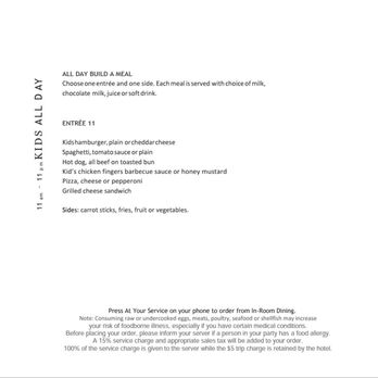 Seattle Airport Marriott - Kids All-Day menu, May 2021 - Hotels Near Me - Seattle, Washington