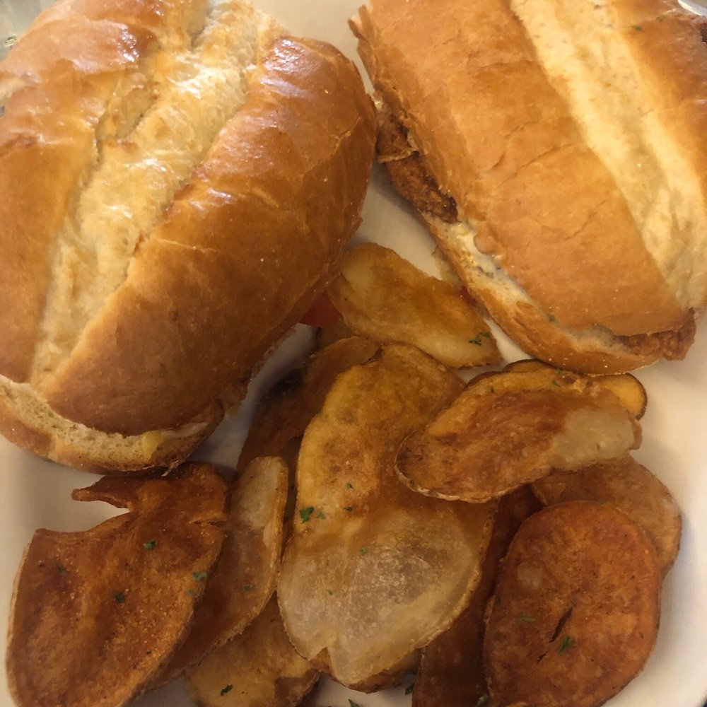 French Market Grille - Chicken po boy with hot chips - Cajun/Creole Near Me - Augusta, Georgia