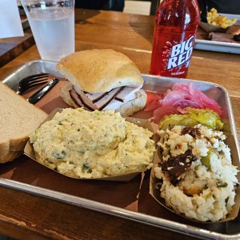 Pinkerton's Barbecue - Turkey sandwich with sides - Barbeque Near Me - San Antonio, Texas Pinkerton's Barbecue - Turkey sandwich with sides - Barbeque Near Me - San Antonio, Texas