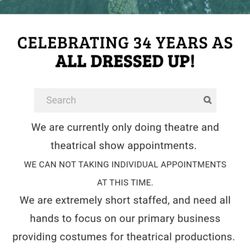 All Dressed Up Costumes - Info on website July 2024. Only working with theatrical productions.