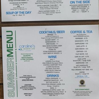 Caroline's Seaside Cafe by Giuseppe - Drink menu - Cafes Near Me - La Jolla, California Caroline's Seaside Cafe by Giuseppe - Drink menu - Cafes Near Me - La Jolla, California
