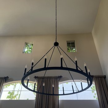 Emelco Electric - New chandelier on 20 ft ceiling - Electricians Near Me Emelco Electric - New chandelier on 20 ft ceiling - Electricians Near Me