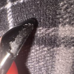 Modern Nails Lounge & Spa - Pictured: peeling nail. Not pictured: nails curving down slightly, the smudged nail, and the crooked "curved French tips"