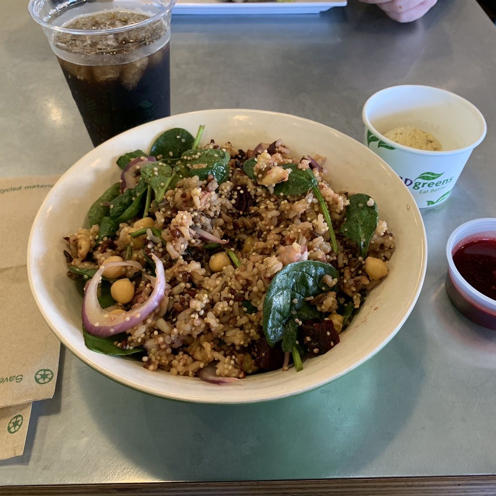 MAD Greens - Dana Park - Build your own: Spinach, Wild rice blend, Warm quinoa, Roasted beets, Chickpeas, Red onion, Walnuts, Citrus hoisin and Hummus on the side. - Salad Near Me - Mesa, Arizona MAD Greens - Dana Park - Build your own: Spinach, Wild rice blend, Warm quinoa, Roasted beets, Chickpeas, Red onion, Walnuts, Citrus hoisin and Hummus on the side. - Salad Near Me - Mesa, Arizona