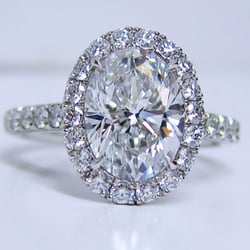 I.D. Jewelry - Oval Cut Halo Diamond Engagement Ring.