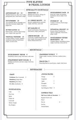 Menu photo 4 Pearl Lounge Eureka, CA