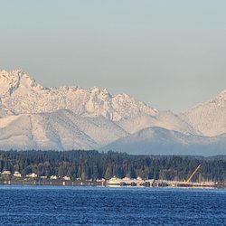 Edmonds Ferry Terminal - Some of Olympic Mtn range from MV Spokane car deck 1of2 (3/30/26)