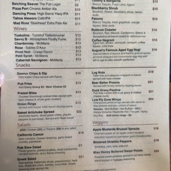 The Pub at Donner Lake - Menu page two - American Near Me - Truckee, California