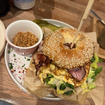 NapNap Cafe - Bagel with fried egg, bacon  so good ! - Sandwiches Near Me - Kraków, Massachusetts