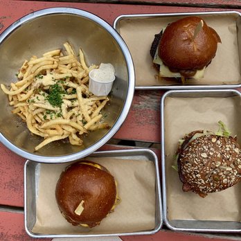 Hopdoddy Burger Bar - truffle fries, 3 burgers - Burgers Near Me - Austin, Texas