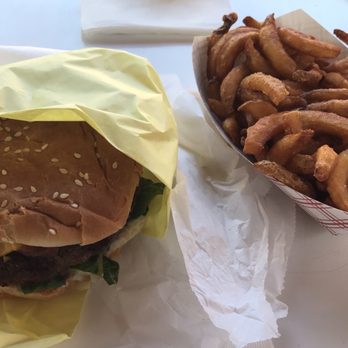 The Big Bopper Drive-In - Viking Burger (cheeseburger with bacon) and Curly Fries - Burgers Near Me - Solvang, California The Big Bopper Drive-In - Viking Burger (cheeseburger with bacon) and Curly Fries - Burgers Near Me - Solvang, California