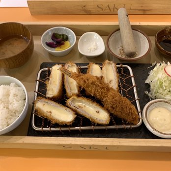 Saku - Cheese Katsu - with Jumbo Prawn on top - Japanese Near Me - Vancouver, British Columbia